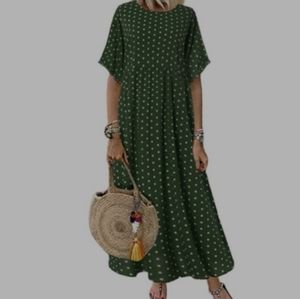 Zanzea Green Polka Dots Dress